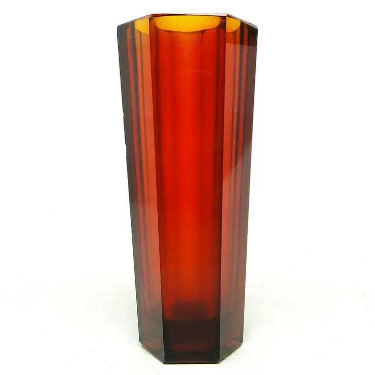 Art Deco vase, pressed glass, Zawiercie Glassworks, Poland, 1930s