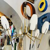 Lampadario vintage in vetro opalino bianco