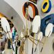 Lampadario vintage in vetro opalino bianco