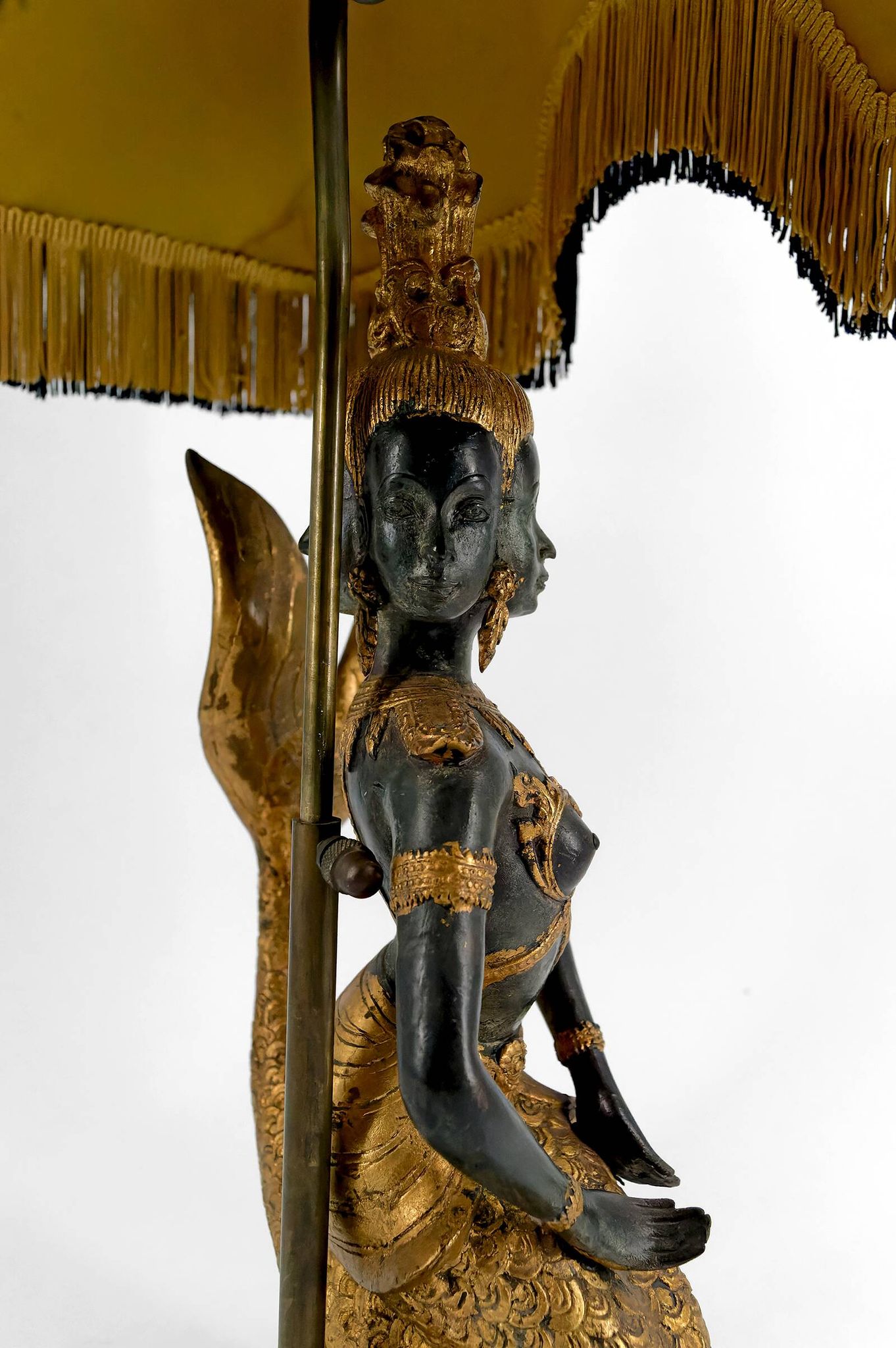 Sculptural Lamp in Bronze with double green and gold patina, Suvannamaccha