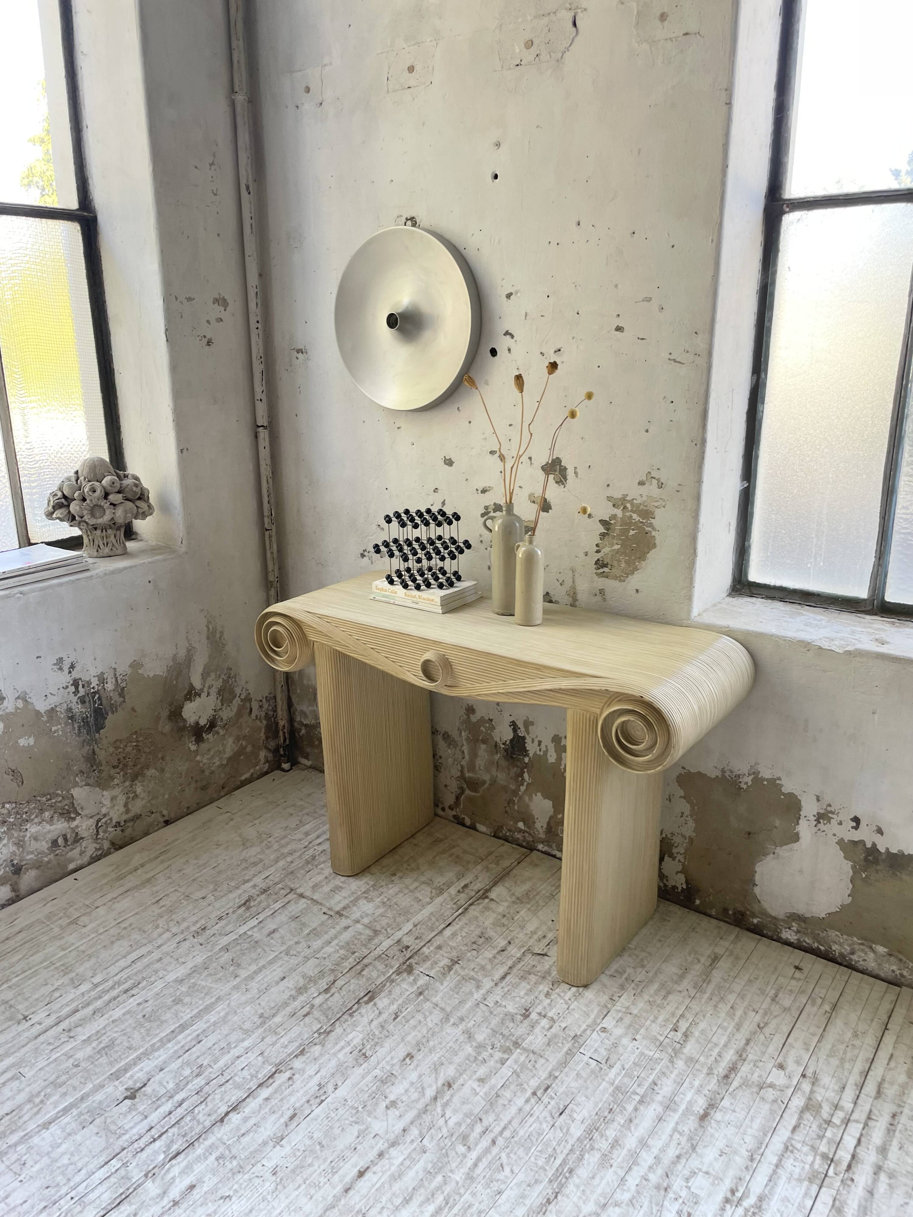 70s console in tropicalist rattan