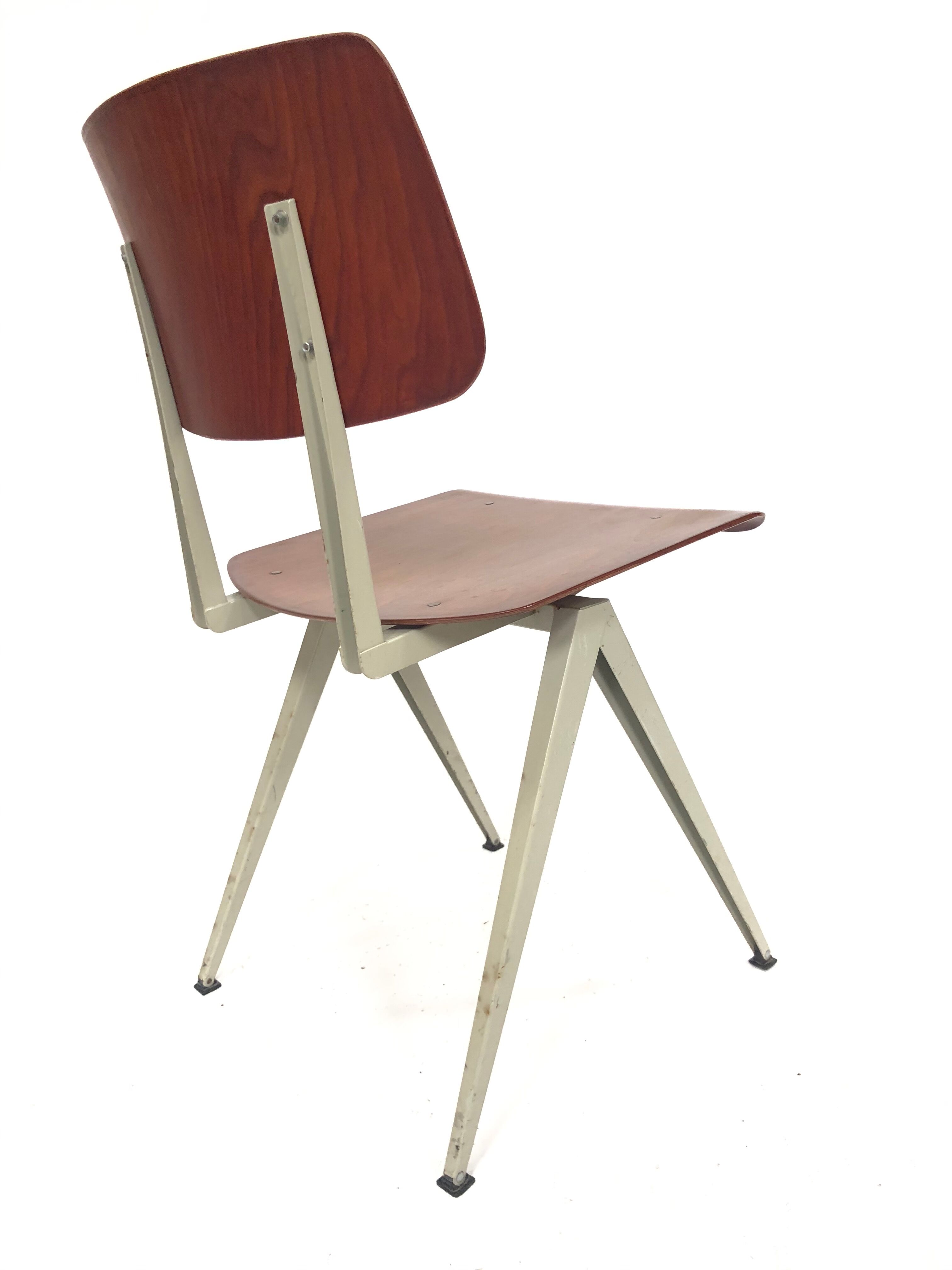 Lot of 4 vintage school chairs Galvanitas S16 Netherlands