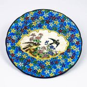 Longwy plate, early 20th century – Cloisonné enamels decorated with birds and flowers