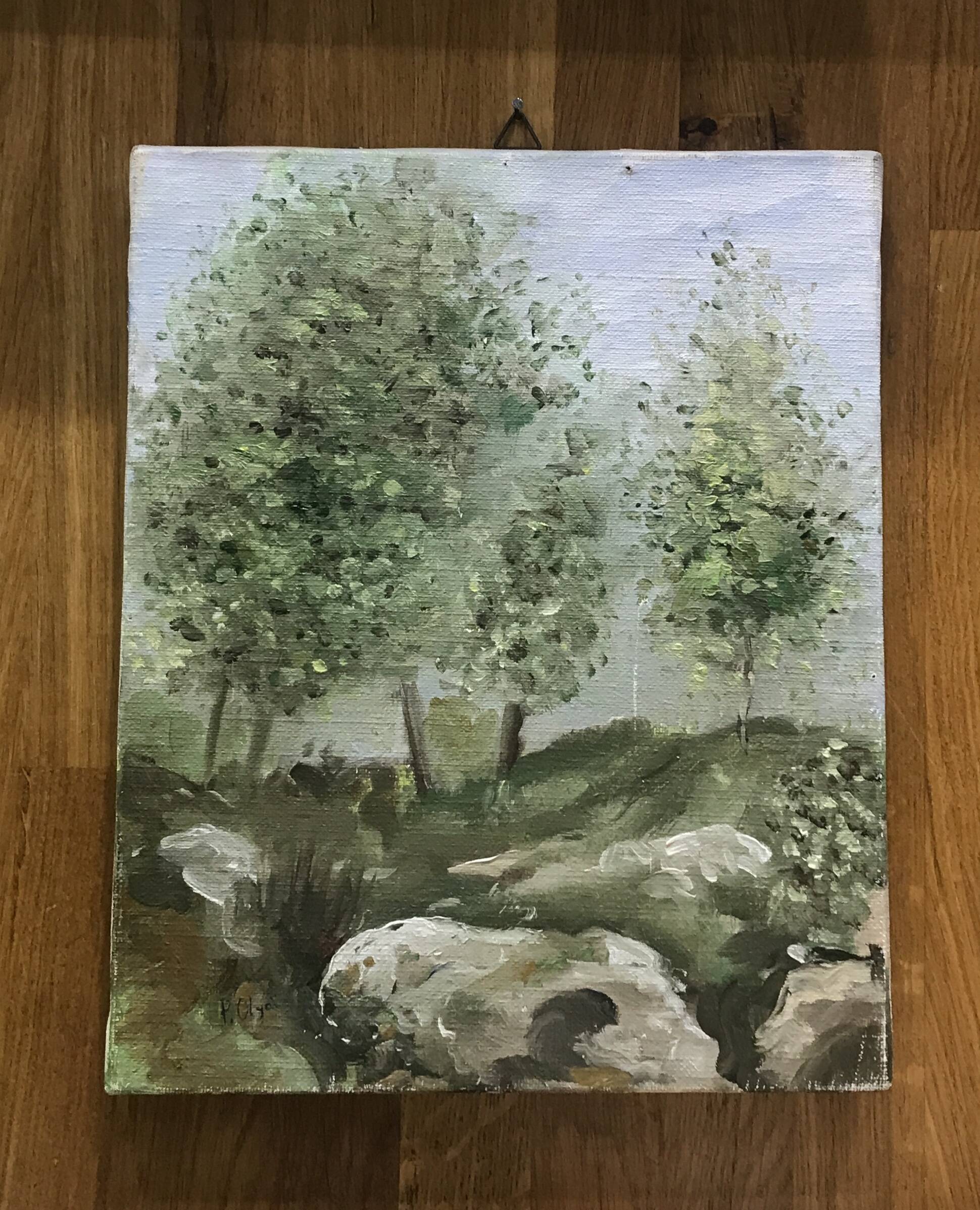 Small oil on canvas countryside landscape