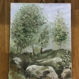 Small oil on canvas countryside landscape