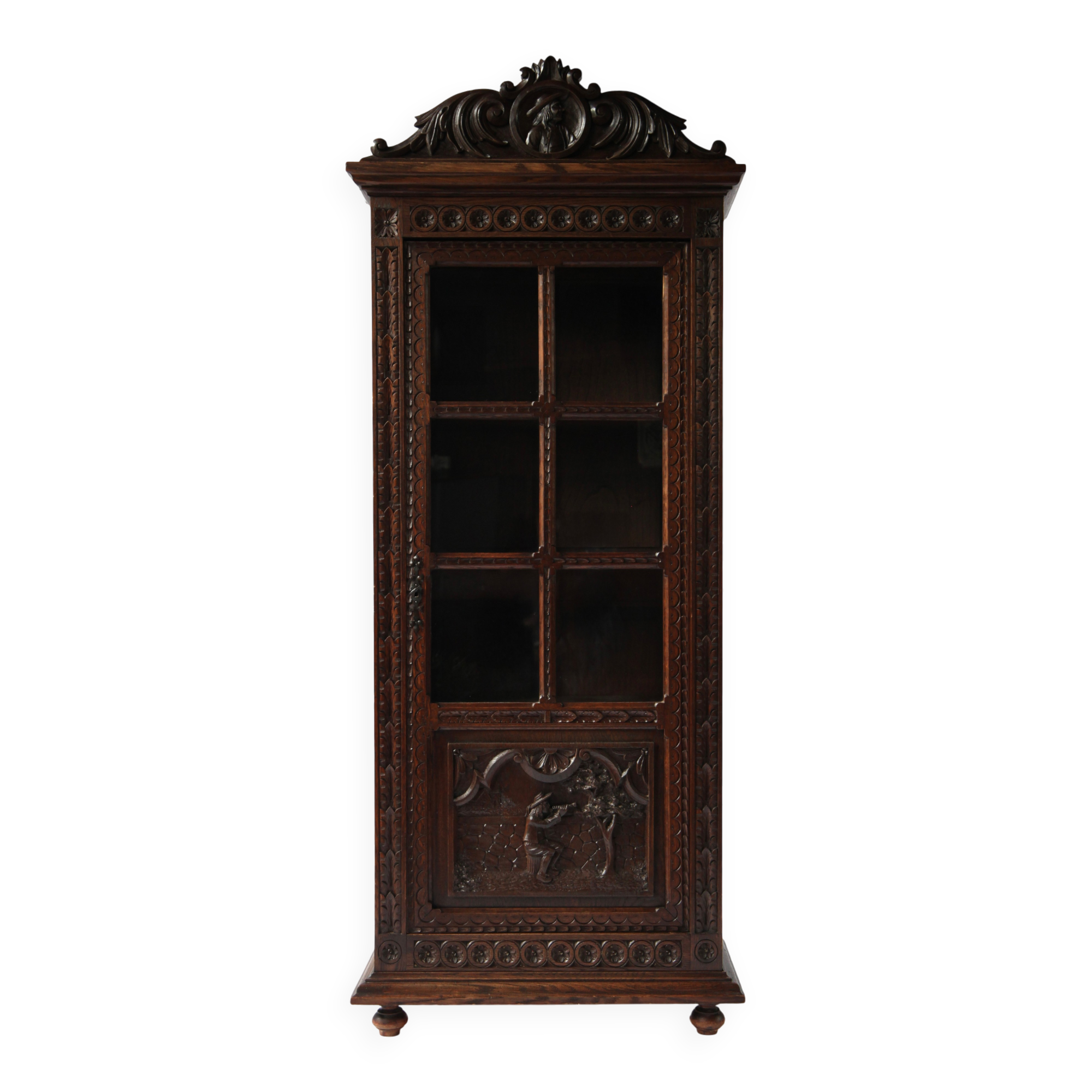 Antique Breton display cabinet in chestnut, France, circa 1880–1890