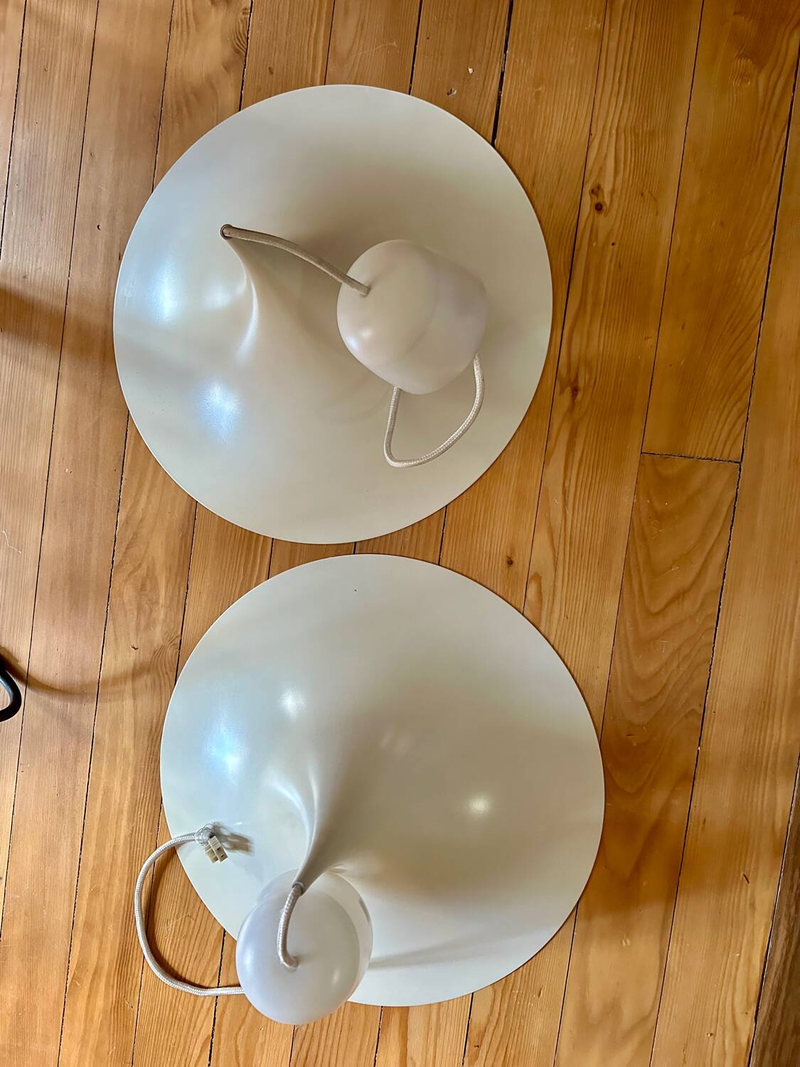 Pair of vintage mushroom pendant lights