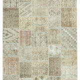 Handmade Anatolian Overdyed 173 cm x 240 cm Beige Patchwork Carpet