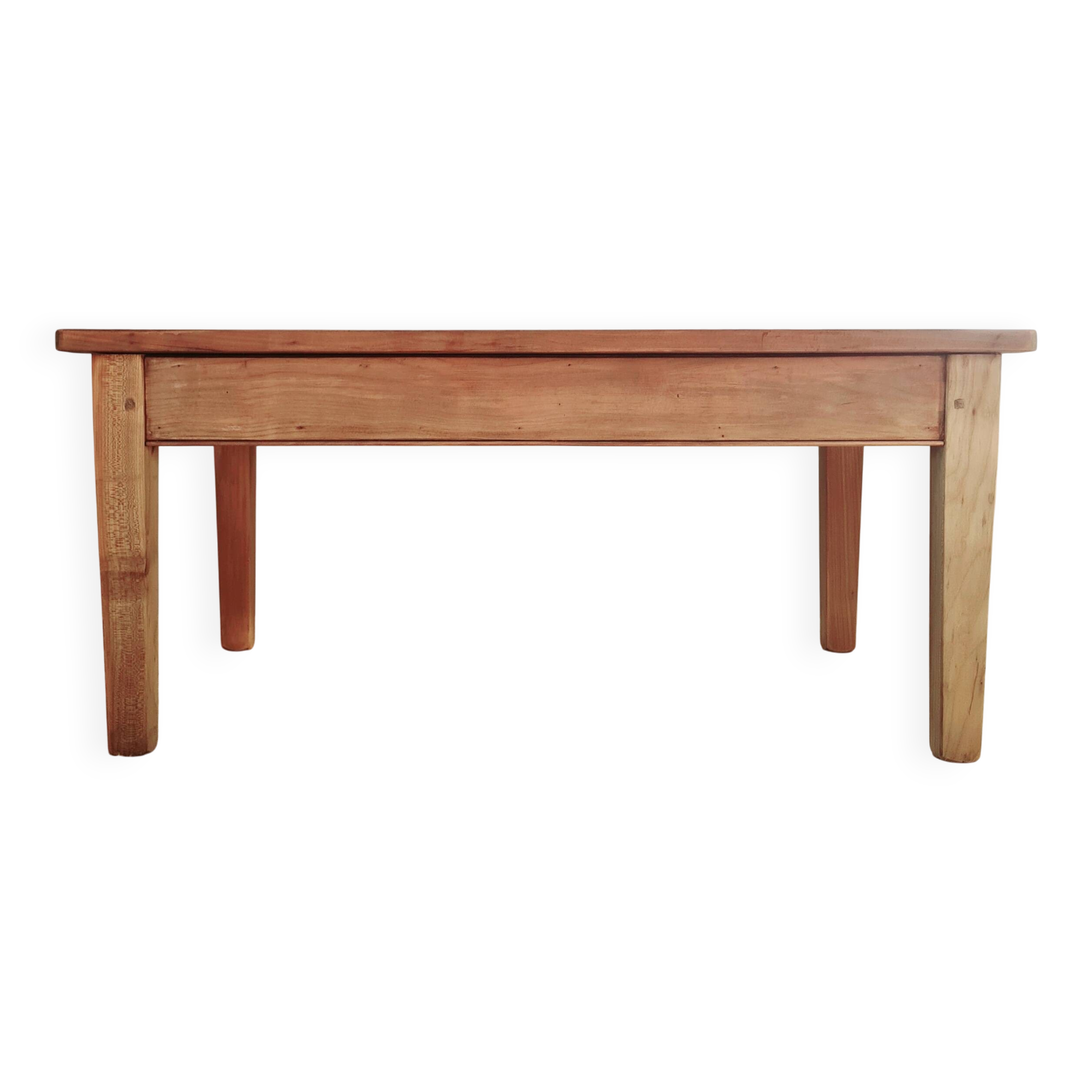 Antique wooden low farmhouse table and drawer