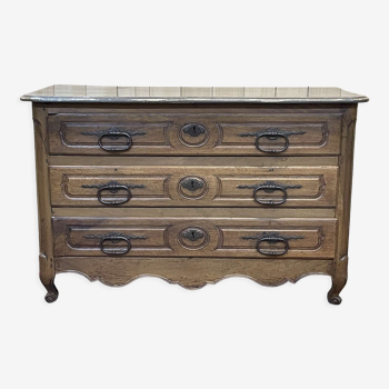 Louis XV eighteenth-century period chest of drawers in walnut painted in patinated gray