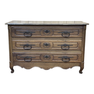 Louis XV eighteenth-century period chest of drawers in walnut painted in patinated gray