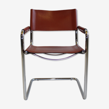 Chair leather, brown, Matteo Grassi