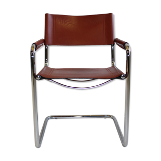 Chair leather, brown, Matteo Grassi