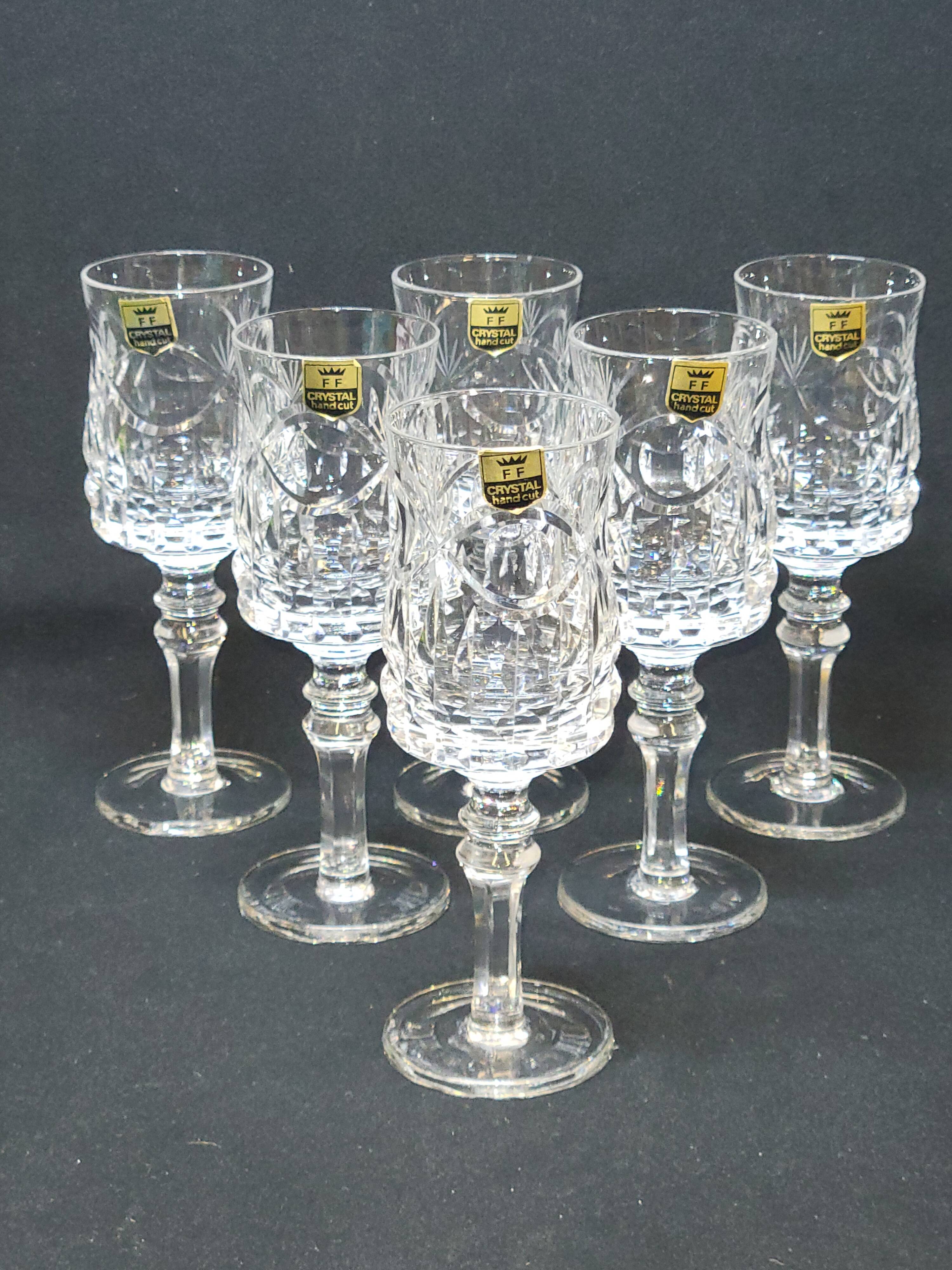 6 thick cut crystal wine glasses ff crystal hand