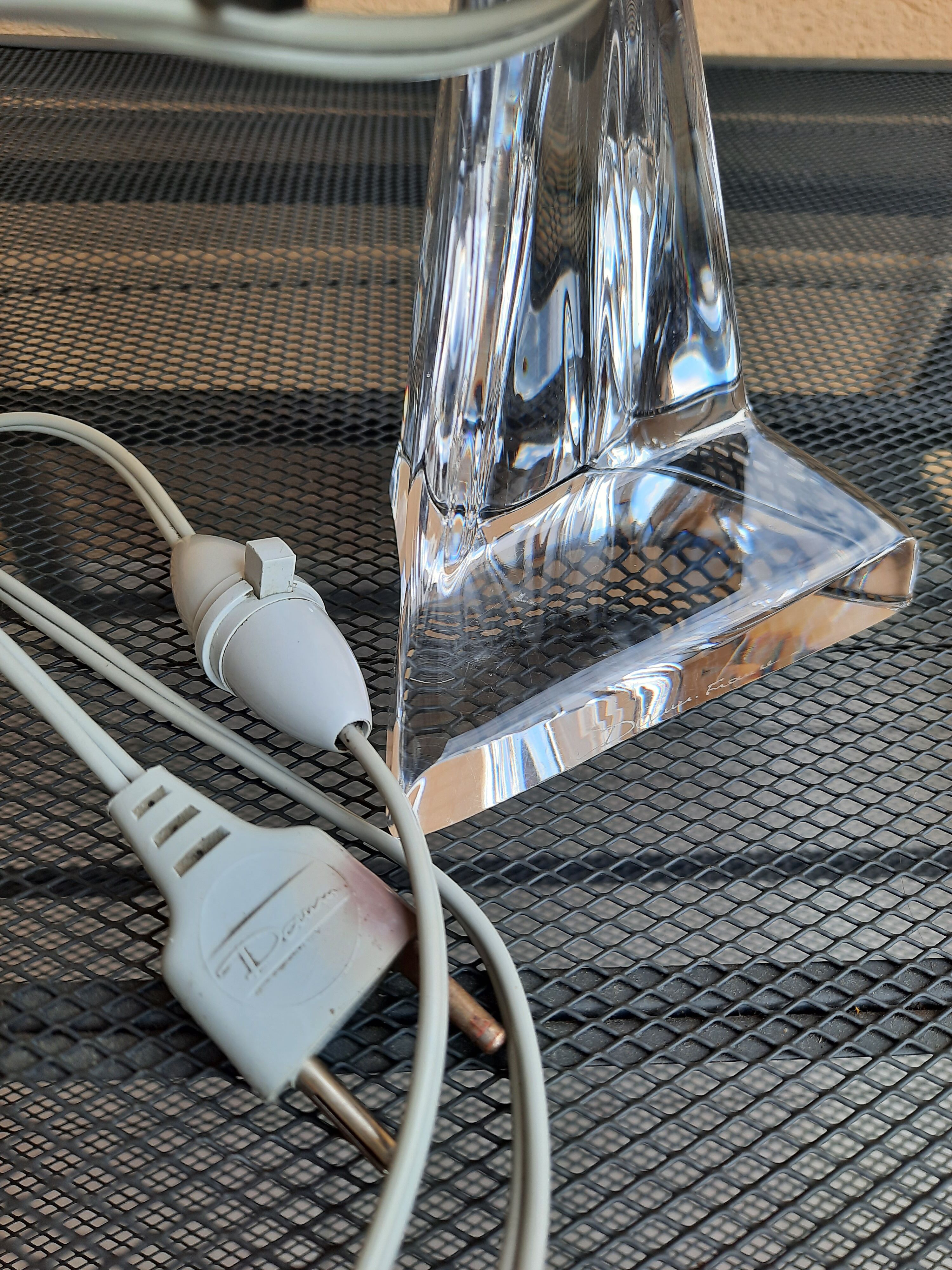 Design lamp, vintage, daum crystal and plexiglass, works - excellent condition-