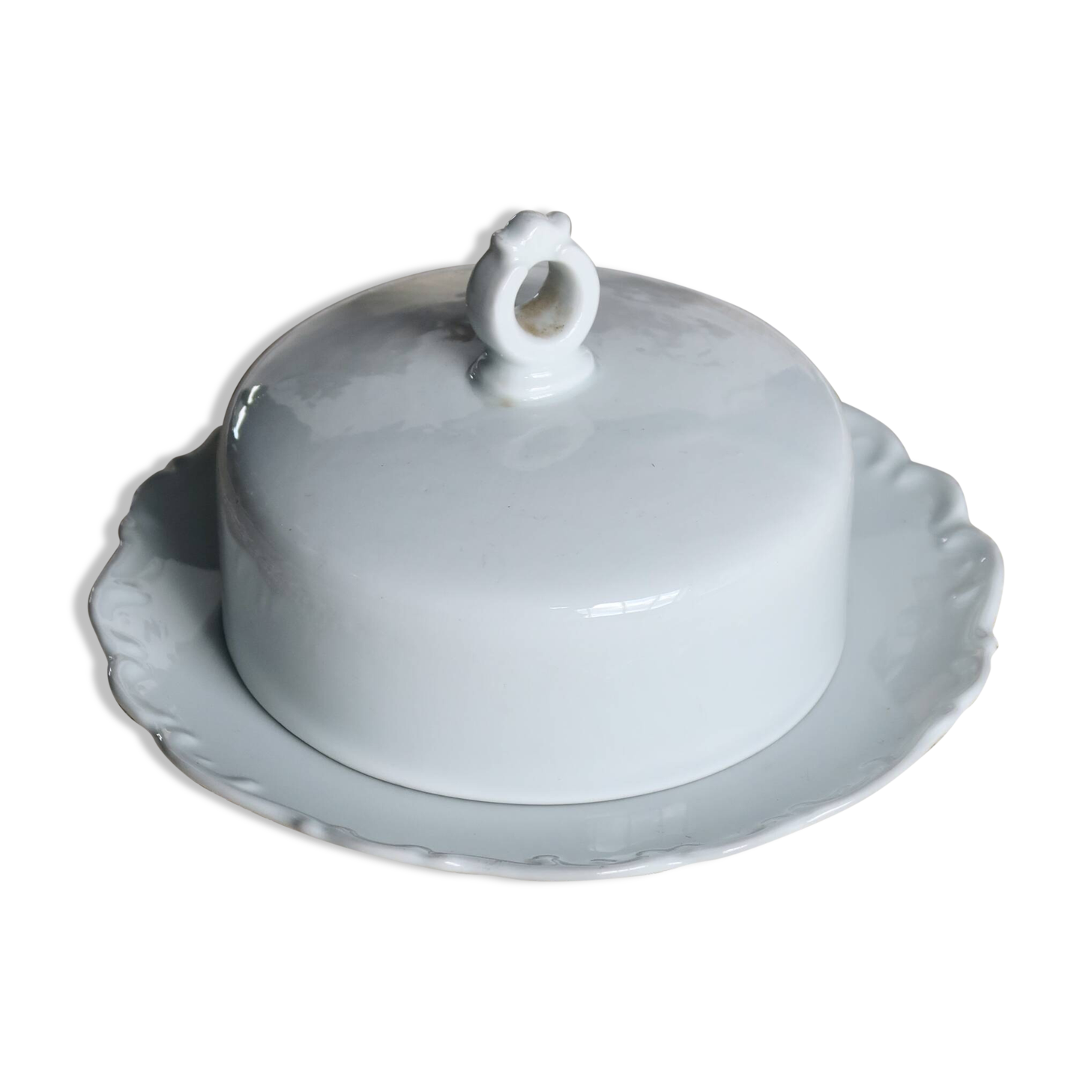 Vintage white porcelain butter bell