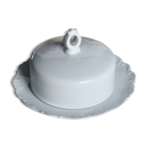 Cloche à beurre vintage en porcelaine blanche