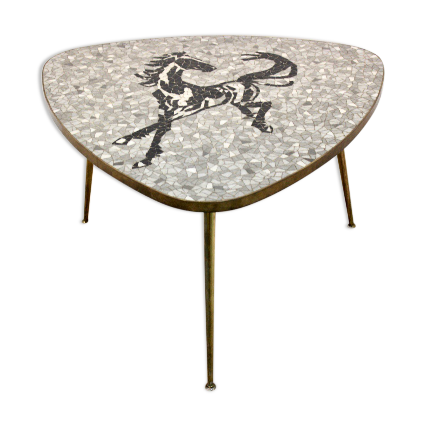 Mosaic and brass coffee or side table by Berthold Müller, 1960s
