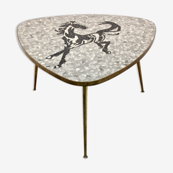 Mosaic and brass coffee or side table by Berthold Müller, 1960s