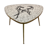 Mosaic and brass coffee or side table by Berthold Müller, 1960s