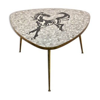 Mosaic and brass coffee or side table by Berthold Müller, 1960s