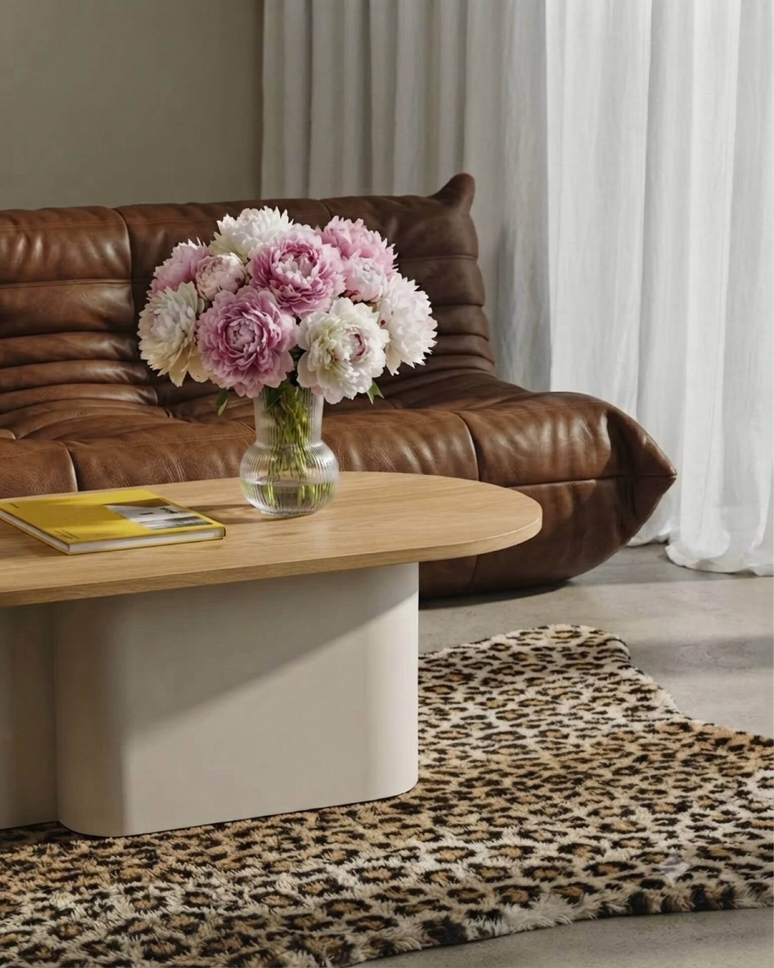 Metal and wood coffee table