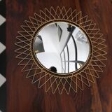 Miroir vintage en Fils de Laiton, modulable, Recouvert d'or fin, 1960-70