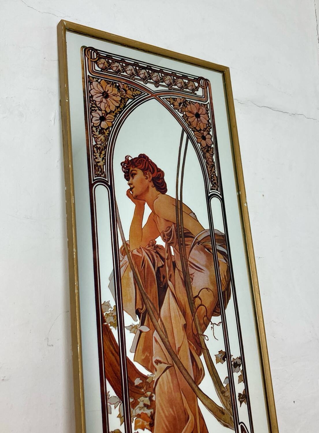 Vintage Alphonse Mucha Reverie De Soir Mirror, Art Nouveau
