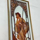 Vintage Alphonse Mucha Reverie De Soir Mirror, Art Nouveau
