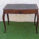 Flat desk old solid walnut top leather napoleon iii 1900 very good condition