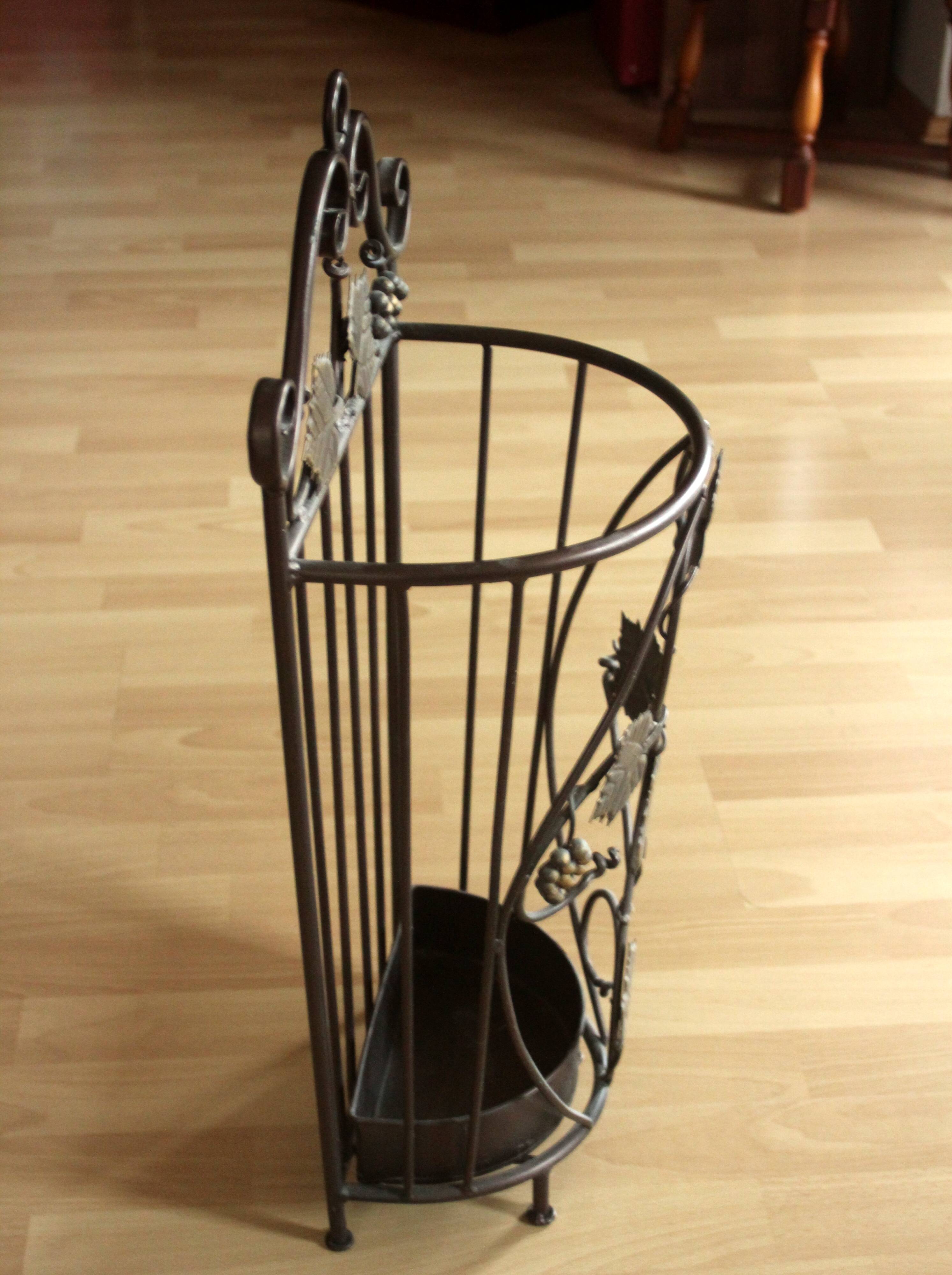 Handmade metal umbrella stand, darkbrown, vintage