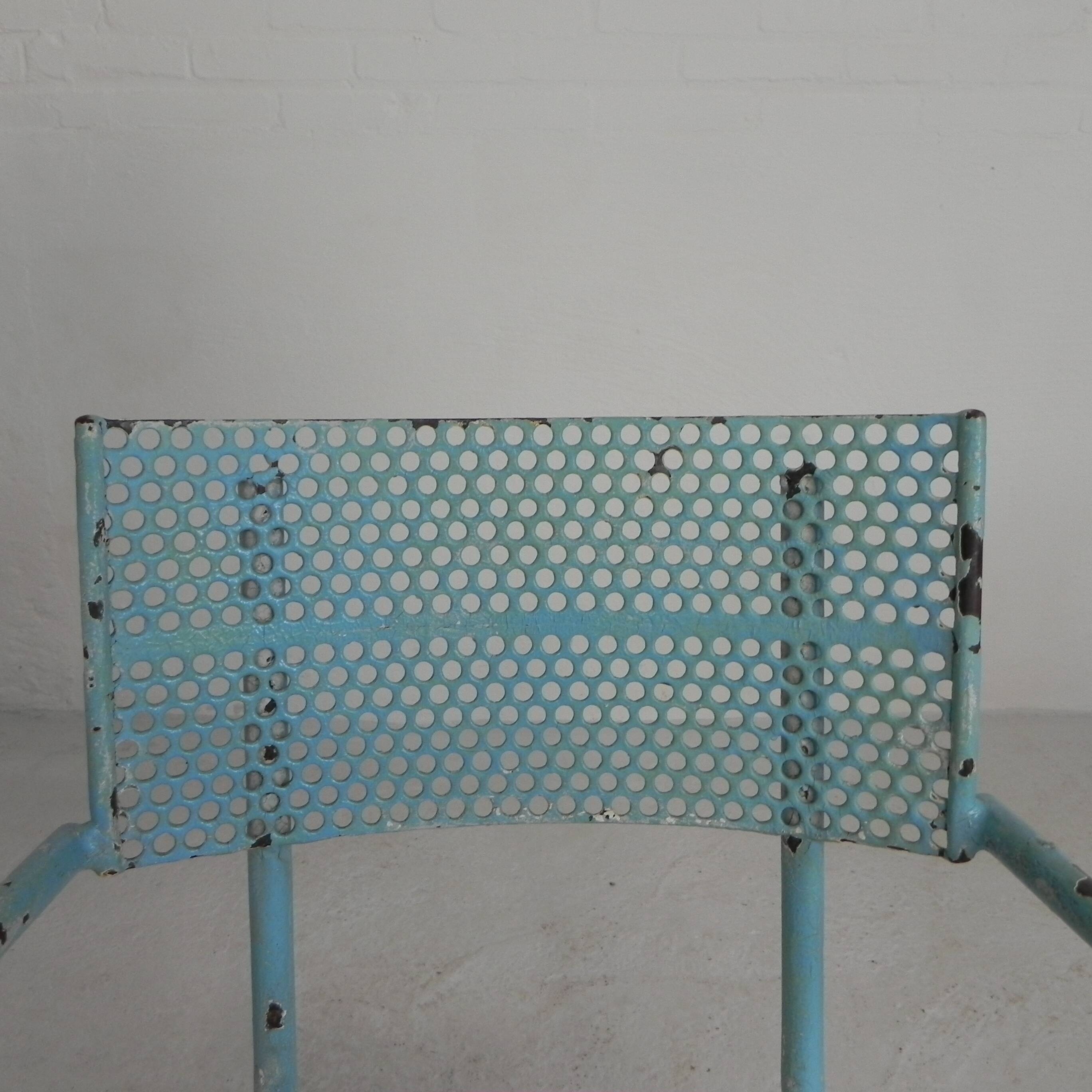 Lot de 2 chaises de jardin industrielles en acier avec accoudoirs, années 1950