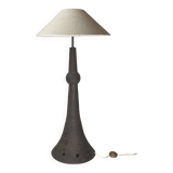 Brutalist Wabi Sabi Dutch Bouclé Shade aand Ceramic Floor Lamp, 1960s