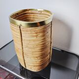 Rattan and brass umbrella stand, Italy, 1970