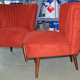 Chaise des années 1950 tissu rouge