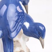 Vintage porcelain lamp base with kingfishers by Wagner & Apel