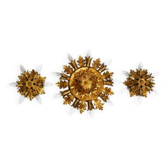 Set of three beautiful 1960s Italian ceiling or wall lamps by Banci Firenze