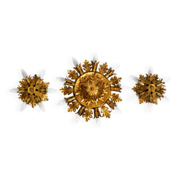 Set of three beautiful 1960s Italian ceiling or wall lamps by Banci Firenze