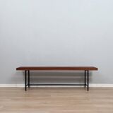 Mid-Century slatted teak bench with iron frame Italy 1950s
