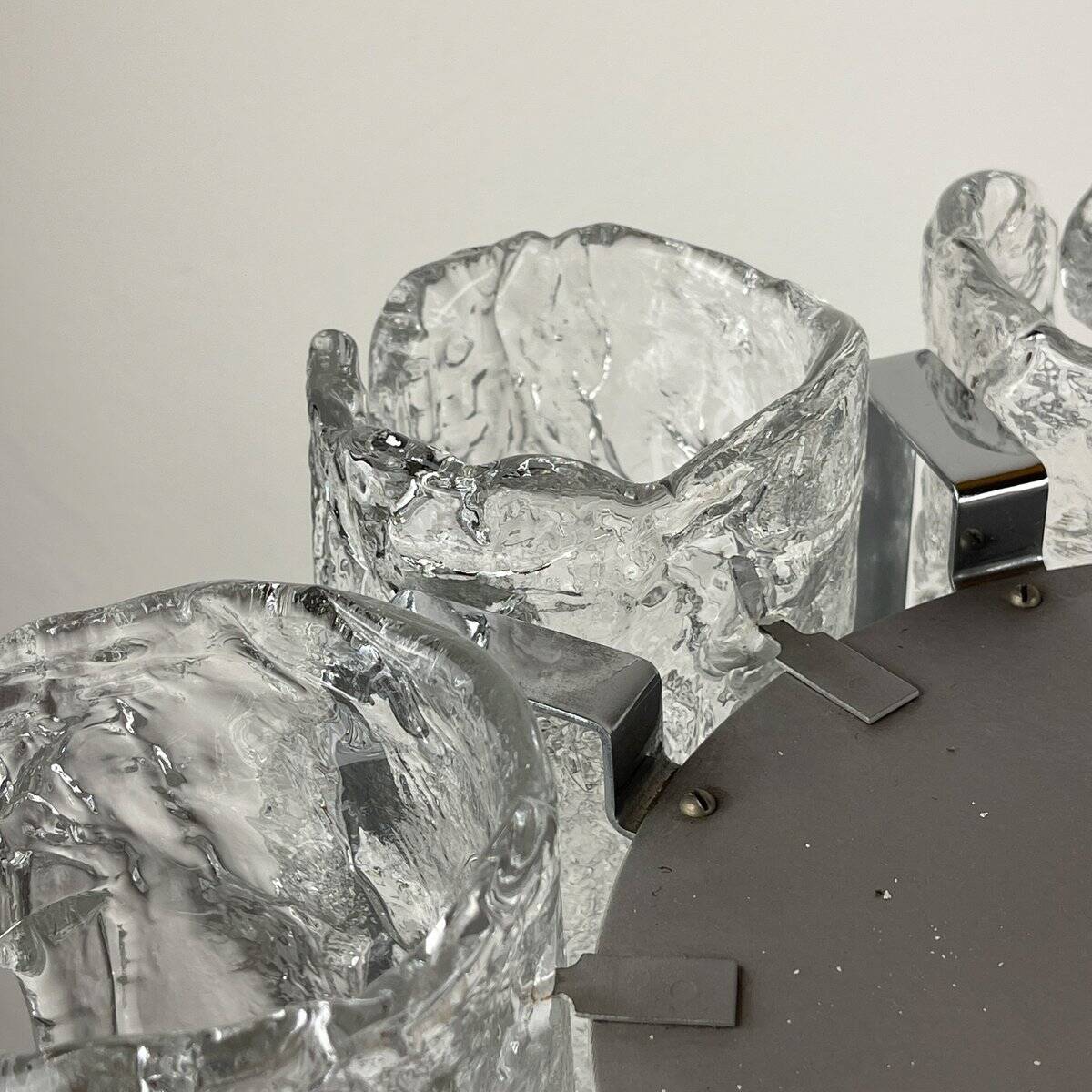 Vintage Ice Murano Chandelier by AV Mazzega, Italy, 1970s