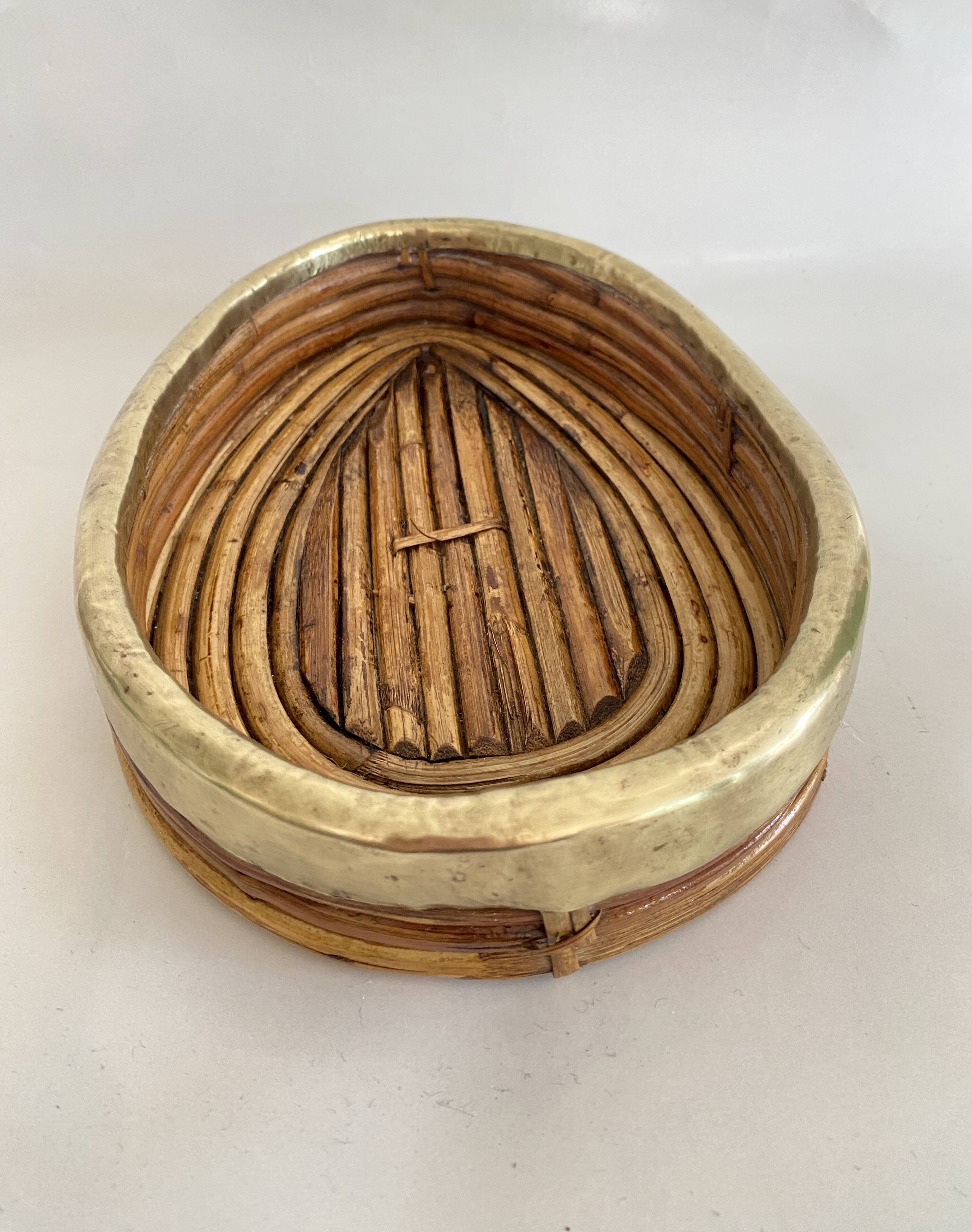 Bamboo and brass basket from the 70s