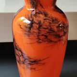 Corolla floral base. In blown Art glass, Murano Italy style. Black plumes of smoke. High 24 cm