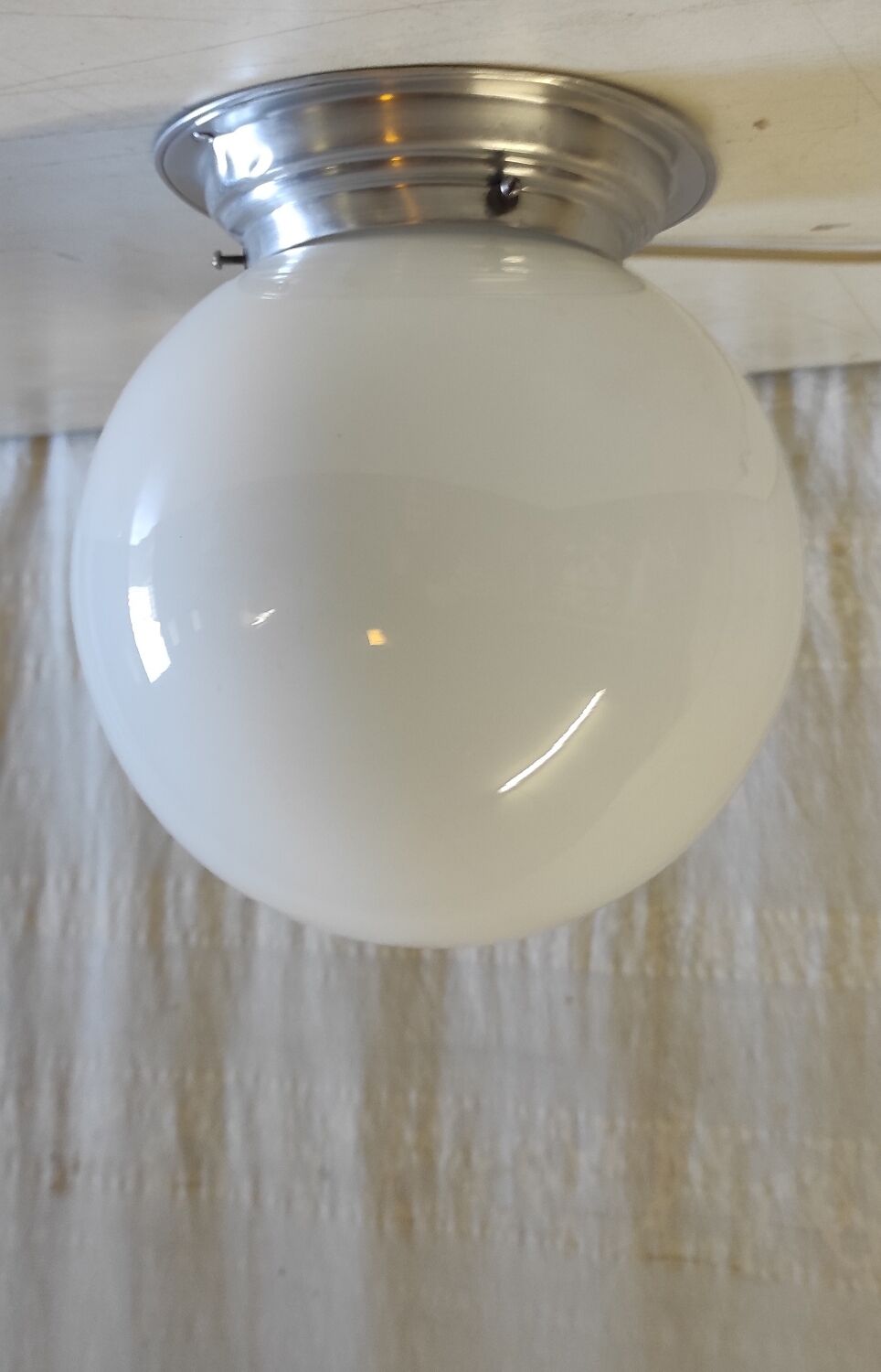 Art Deco ceiling light or wall light with opaline globe, diameter 20 cm.