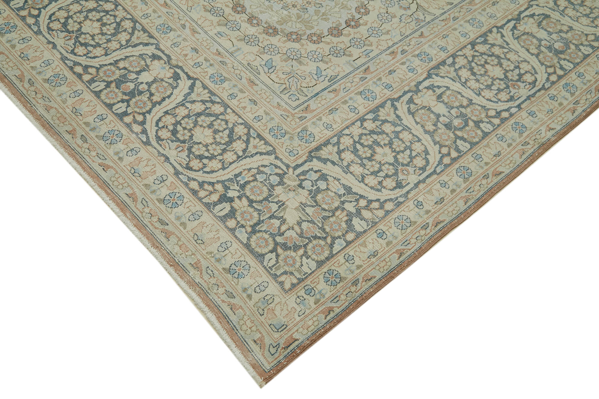 Hand-knotted persian vintage 1970s 290 cm x 390 cm beige wool carpet