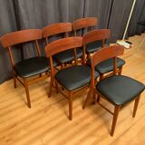 Ensemble de six chaises de style Børge Mogensen Farstrup, Danemark, années 1960.