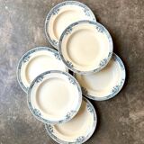 6 assiettes creuses Longchamp en terre de fer, service "Lily"