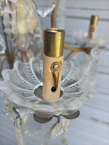 Rare antique brass and crystal cage chandelier with 5 lights from the 20th century - CONDITION OF THE MARKET GAU?