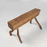 Rustic Tree Trunk Bench, France 1850s
