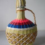 Old scoubidou bottle wood and glass 1960s/70s vintage retro decor