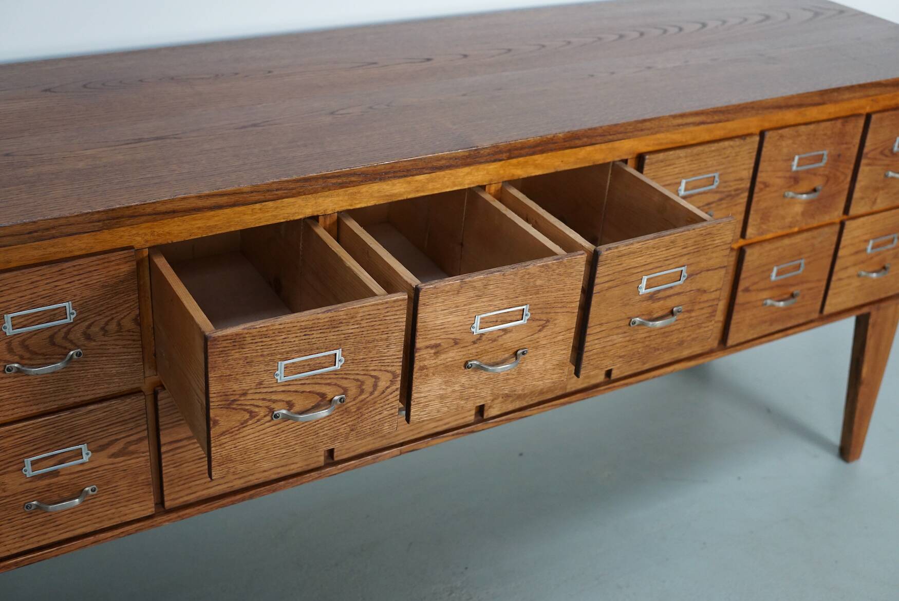 Vintage Dutch Oak Apothecary Sideboard / Filing Cabinet, 1950s